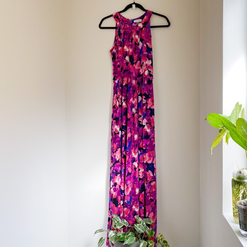 Calvin Klein Dress Floral Halter Dress (Size 8)